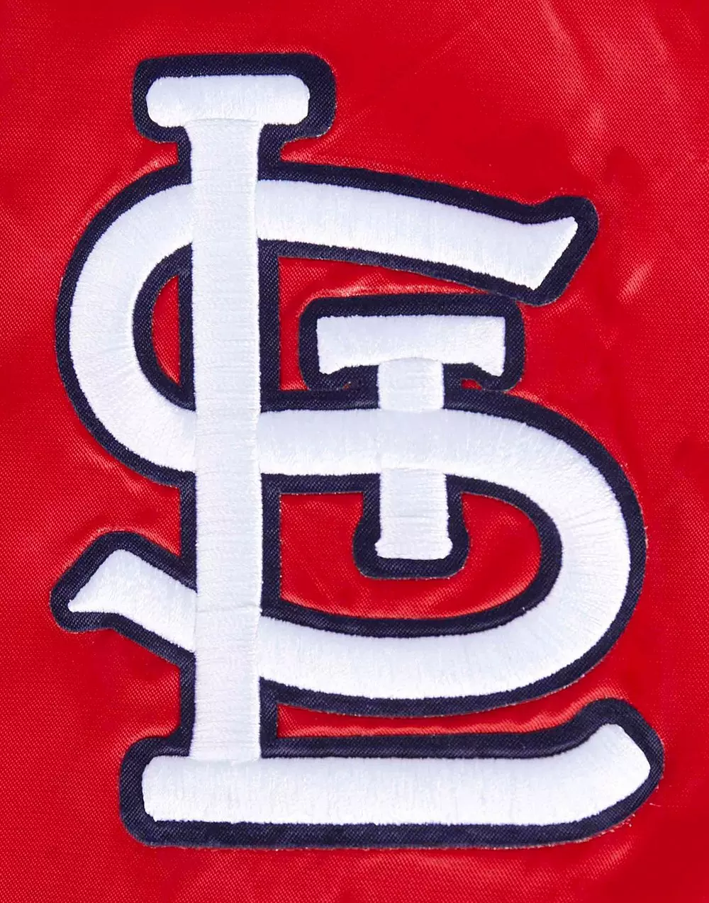 Pro Standard Men's MLB St. Louis Cardinals Mashup Rib Satin Jacket -Red/Navy - RED/NAVY