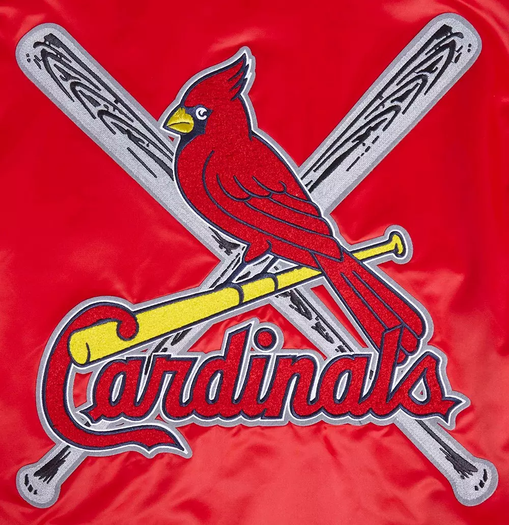 Pro Standard Men's MLB St. Louis Cardinals Mashup Rib Satin Jacket -Red/Navy - RED/NAVY