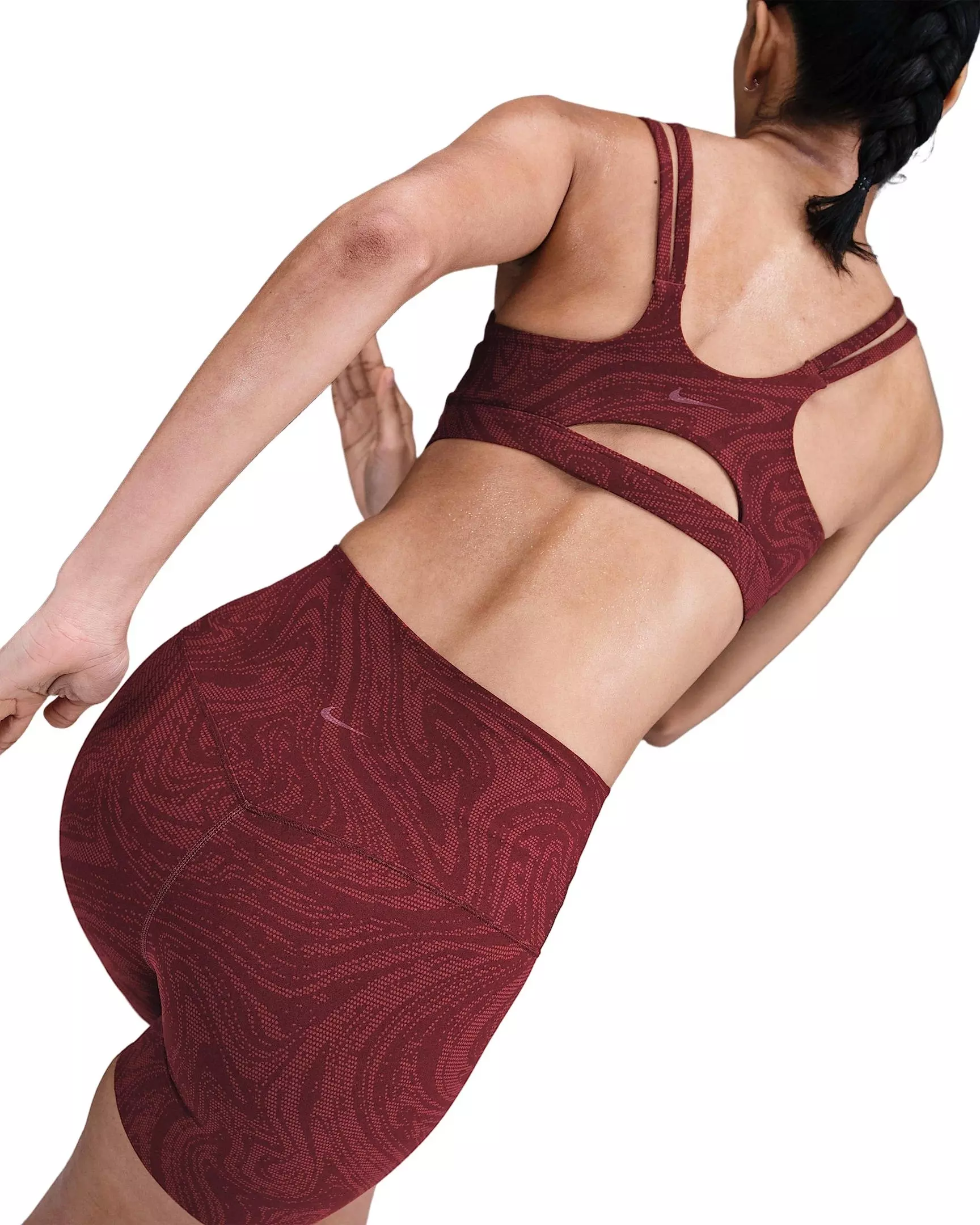 Nike Women's Zenvy Light-Support Padded Printed Sports Bra -Burgundy - BURGUNDY