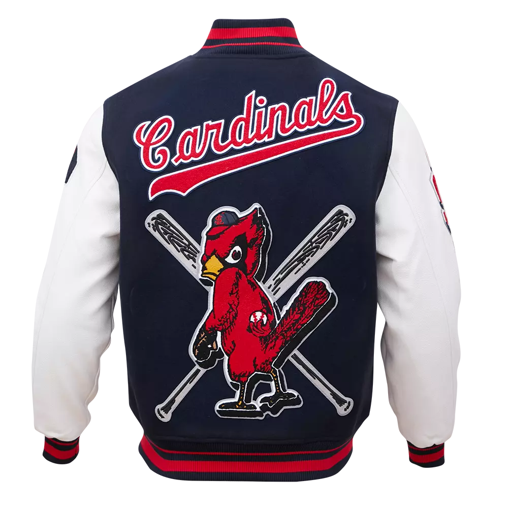 Pro Standard Men's MLB St. Louis Cardinals Mashup Rib Wool Varsity Jacket - Navy/Red/White - NAVY/RED/WHITE