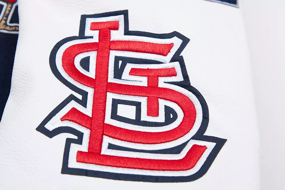 Pro Standard Men's MLB St. Louis Cardinals Mashup Rib Wool Varsity Jacket - Navy/Red/White - NAVY/RED/WHITE