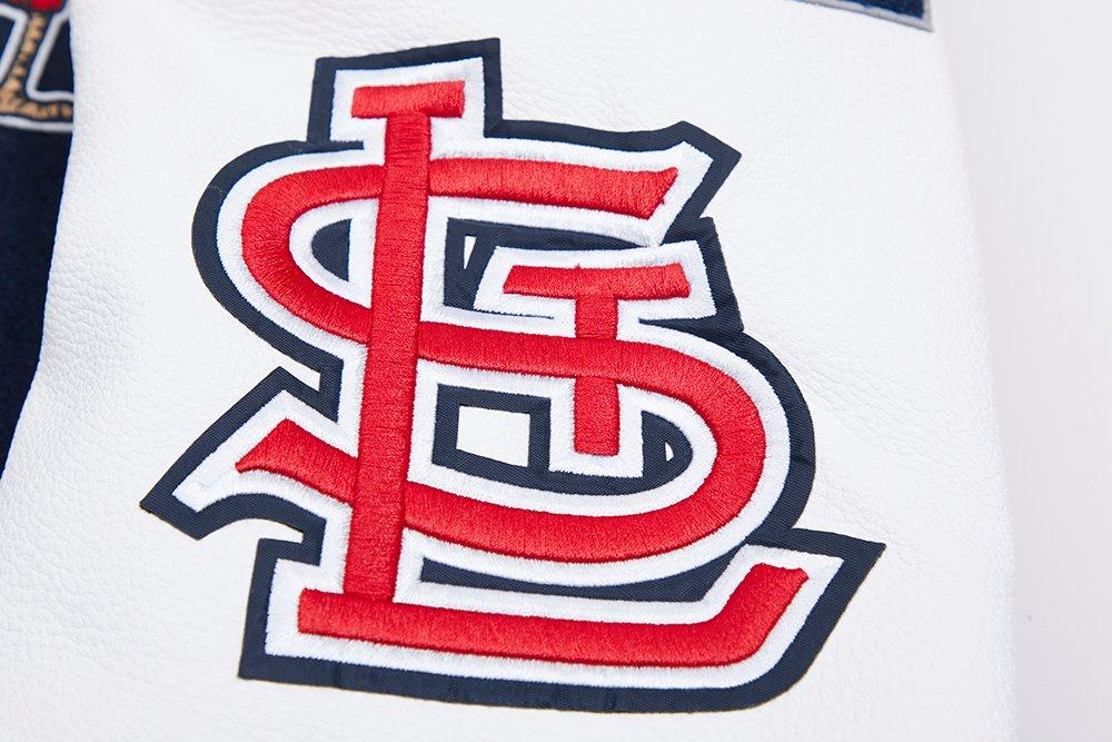 Pro Standard Men's MLB St. Louis Cardinals Mashup Rib Wool Varsity Jacket -Navy/Red/White - NAVY/RED/WHITE Thumbnail View 11