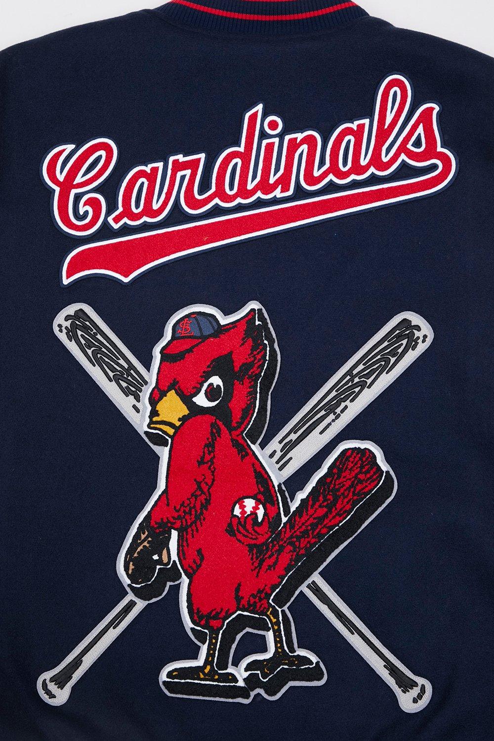 Pro Standard Men's MLB St. Louis Cardinals Mashup Rib Wool Varsity Jacket -Navy/Red/White - NAVY/RED/WHITE Thumbnail View 12