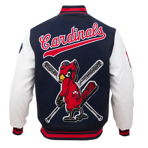 Pro Standard Men's MLB St. Louis Cardinals Mashup Rib Wool Varsity Jacket -Navy/Red/White