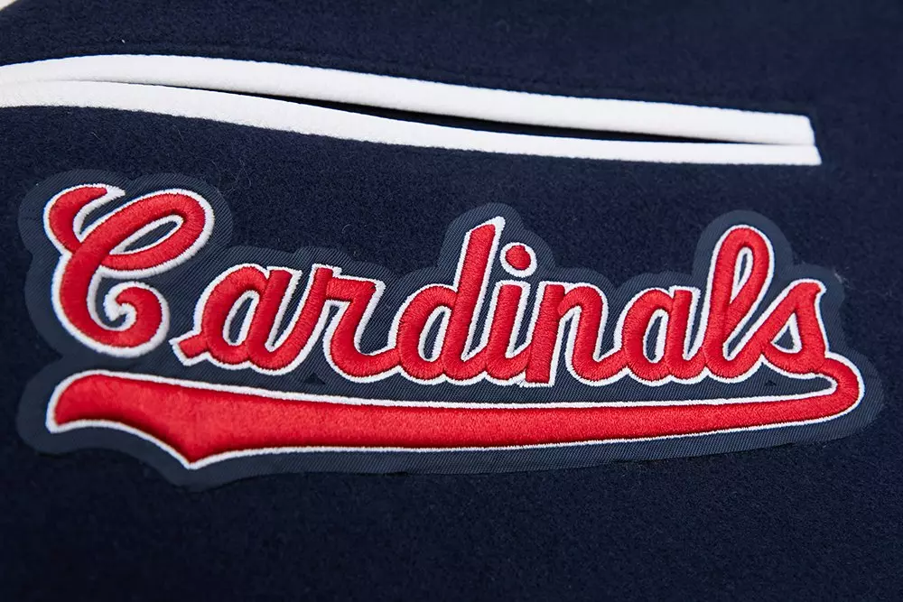 Pro Standard Men's MLB St. Louis Cardinals Mashup Rib Wool Varsity Jacket - Navy/Red/White - NAVY/RED/WHITE