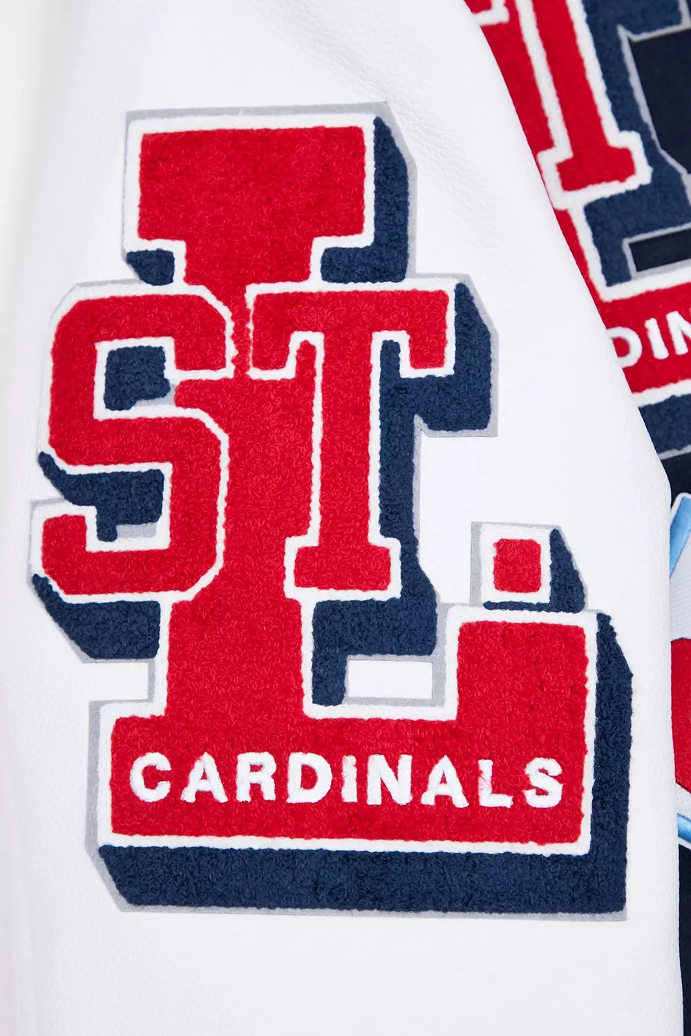 Pro Standard Men's MLB St. Louis Cardinals Mashup Rib Wool Varsity Jacket -Navy/Red/White - NAVY/RED/WHITE