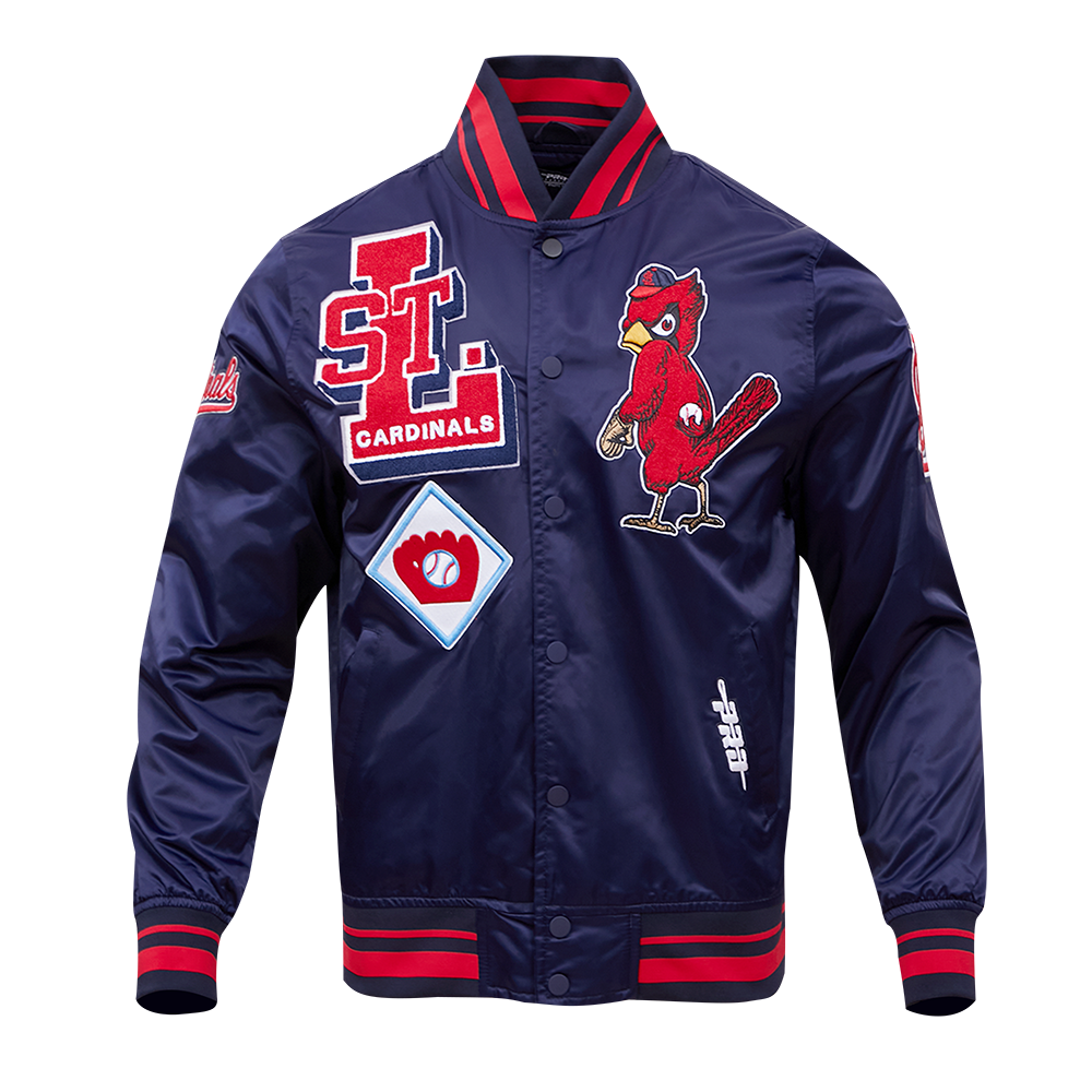 Pro Standard Men's MLB St. Louis Cardinals Retro Mashup Rib Satin Jacket - Navy/Red - RED/NAVY Thumbnail View 1