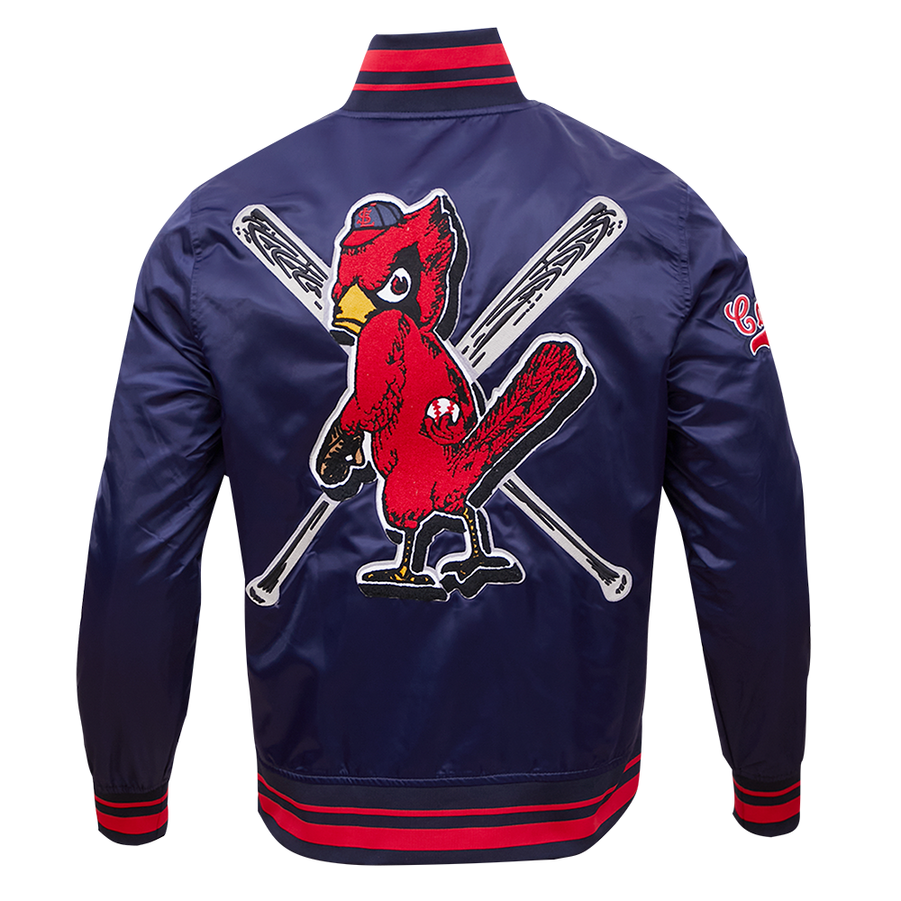 Pro Standard Men's MLB St. Louis Cardinals Retro Mashup Rib Satin Jacket -Navy/Red - RED/NAVY Thumbnail View 2