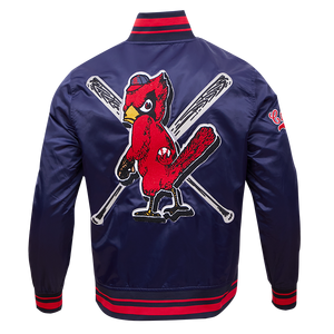 Pro Standard Men's MLB St. Louis Cardinals Retro Mashup Rib Satin Jacket -Navy/Red