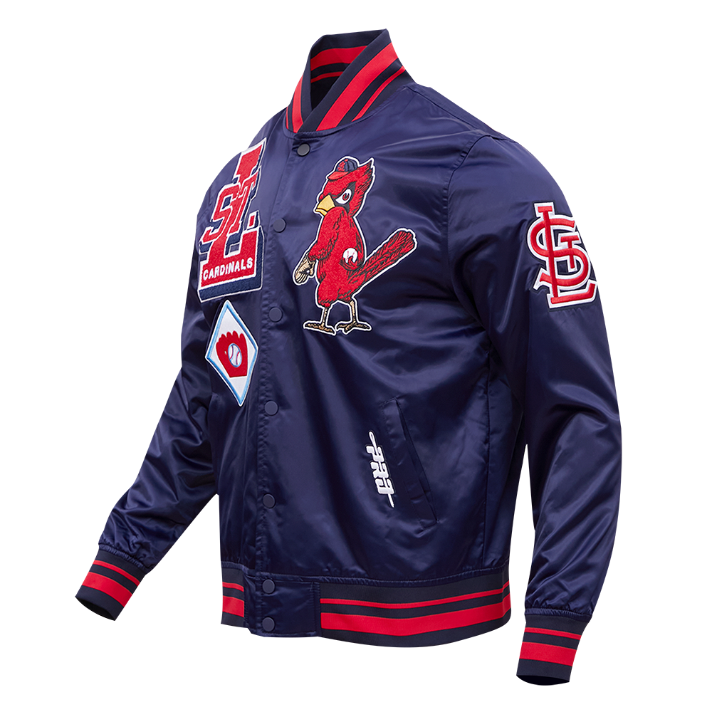 Pro Standard Men's MLB St. Louis Cardinals Retro Mashup Rib Satin Jacket -Navy/Red - RED/NAVY Thumbnail View 3