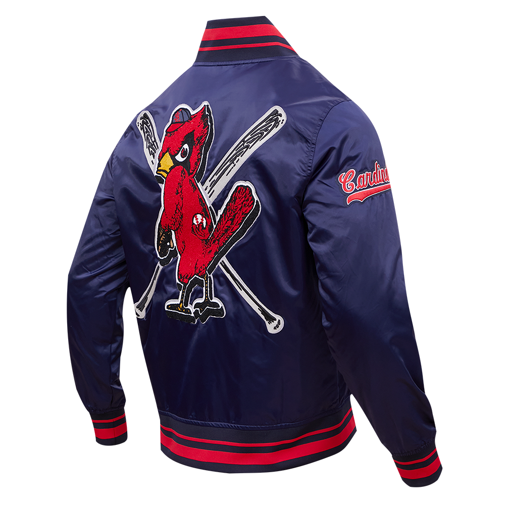 Pro Standard Men's MLB St. Louis Cardinals Retro Mashup Rib Satin Jacket - Navy/Red - RED/NAVY Thumbnail View 4