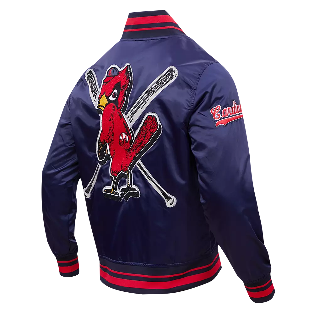 Pro Standard Men's MLB St. Louis Cardinals Retro Mashup Rib Satin Jacket - Navy/Red - RED/NAVY
