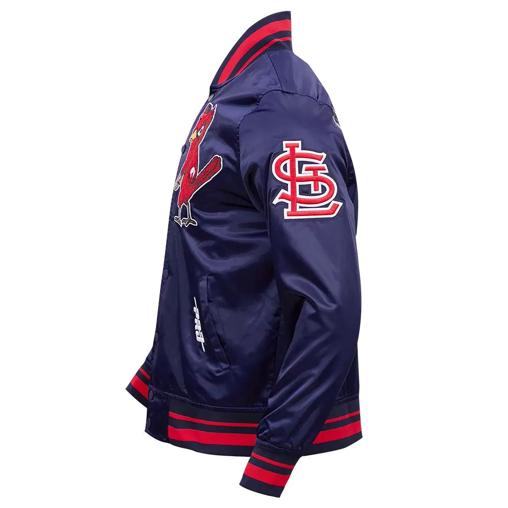 Pro Standard Men's MLB St. Louis Cardinals Retro Mashup Rib Satin Jacket - Navy/Red - RED/NAVY