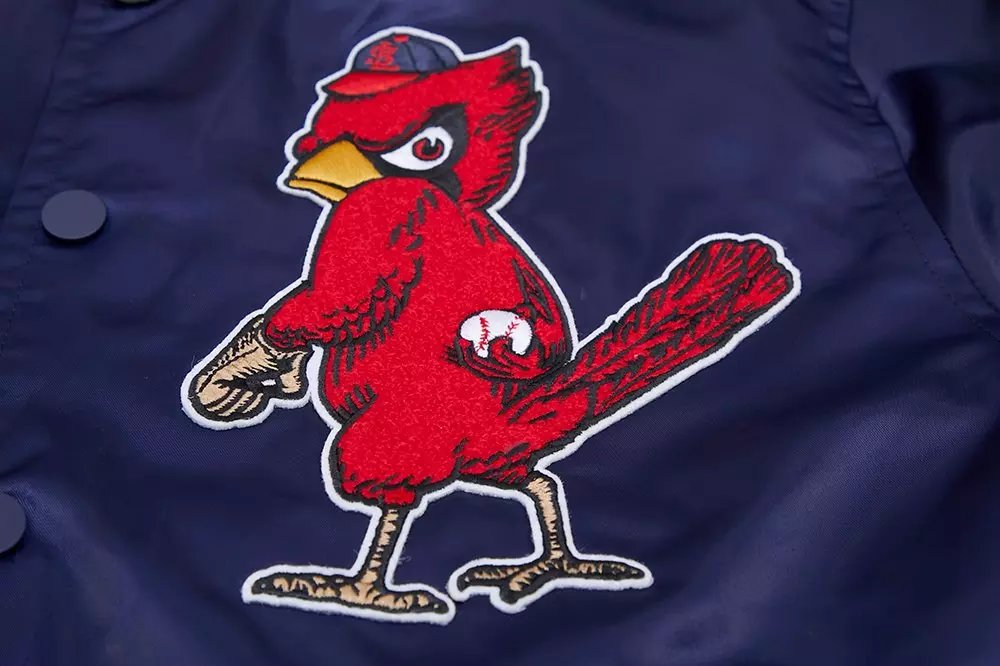 Pro Standard Men's MLB St. Louis Cardinals Retro Mashup Rib Satin Jacket -Navy/Red - RED/NAVY