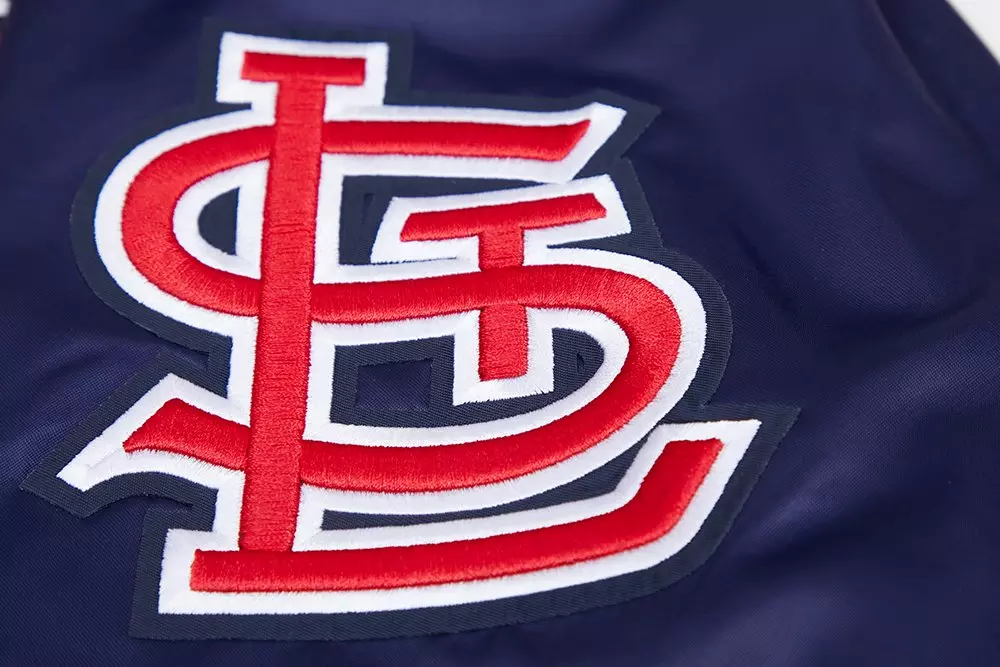 Pro Standard Men's MLB St. Louis Cardinals Retro Mashup Rib Satin Jacket - Navy/Red - RED/NAVY