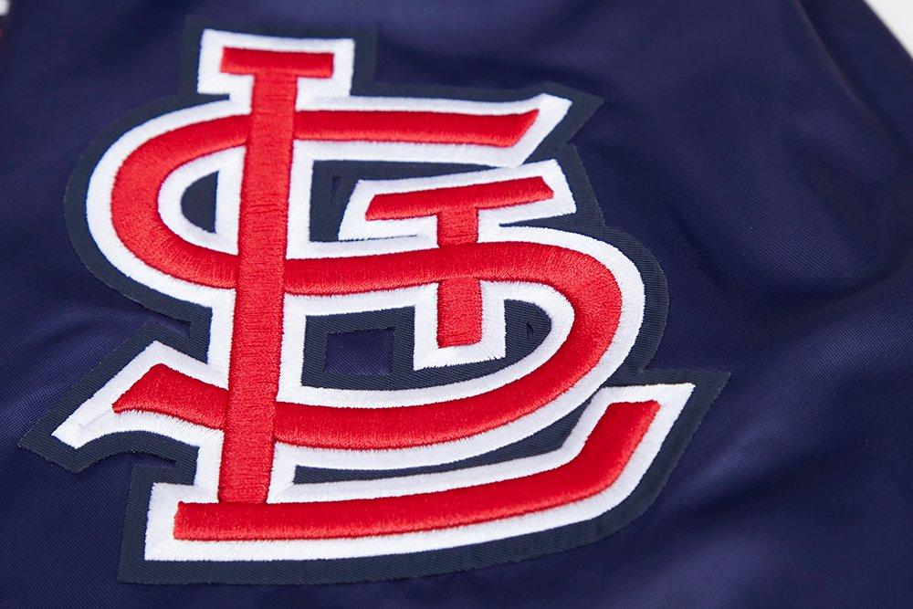 Pro Standard Men's MLB St. Louis Cardinals Retro Mashup Rib Satin Jacket -Navy/Red - RED/NAVY Thumbnail View 10