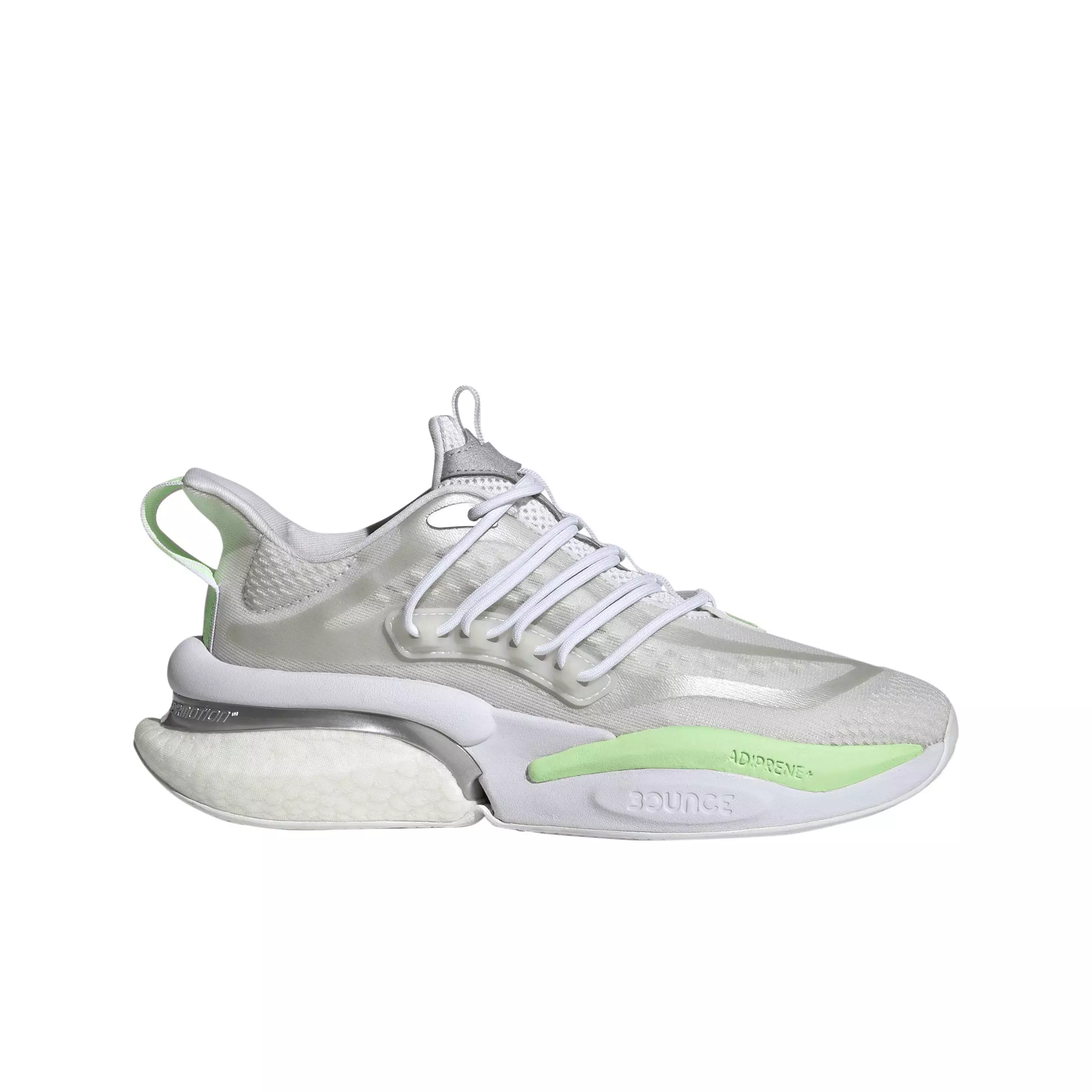 adidas Alphaboost V1 "Ftwr White/Silver Metallic/Green Spark" Women's Running Shoe - WHITE/SILVER/GREEN