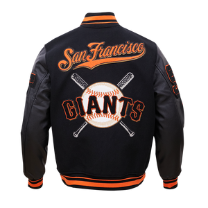 Pro Standard Men's MLB San Francisco Giants Mashup Rib Wool Varsity Jacket -Black/Orange