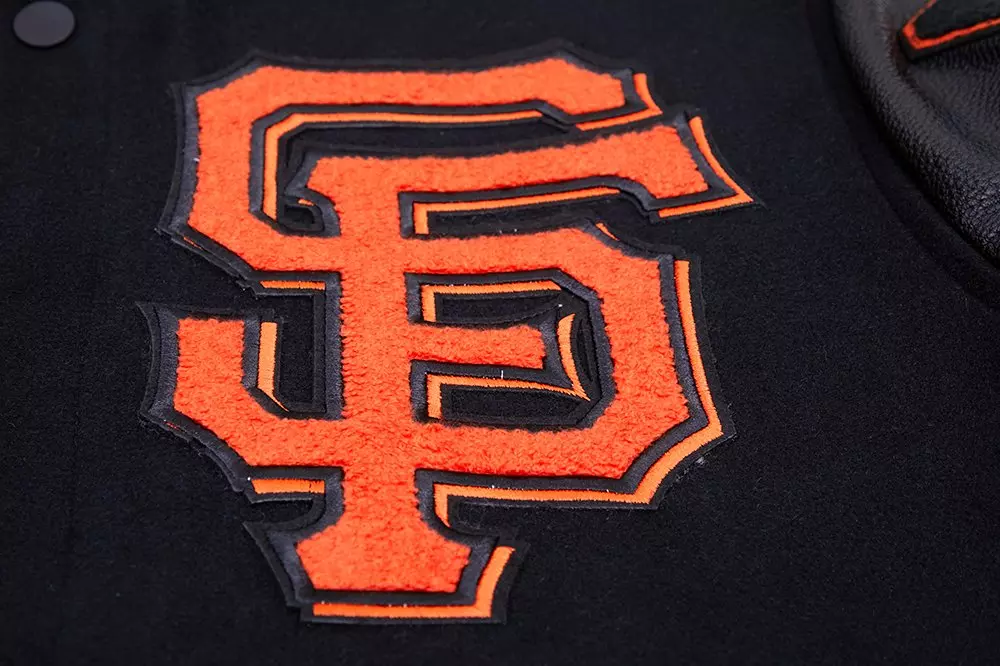 Pro Standard Men's MLB San Francisco Giants Mashup Rib Wool Varsity Jacket - Black/Orange - BLACK/ORANGE
