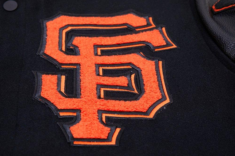 Pro Standard Men's MLB San Francisco Giants Mashup Rib Wool Varsity Jacket -Black/Orange - BLACK/ORANGE Thumbnail View 6
