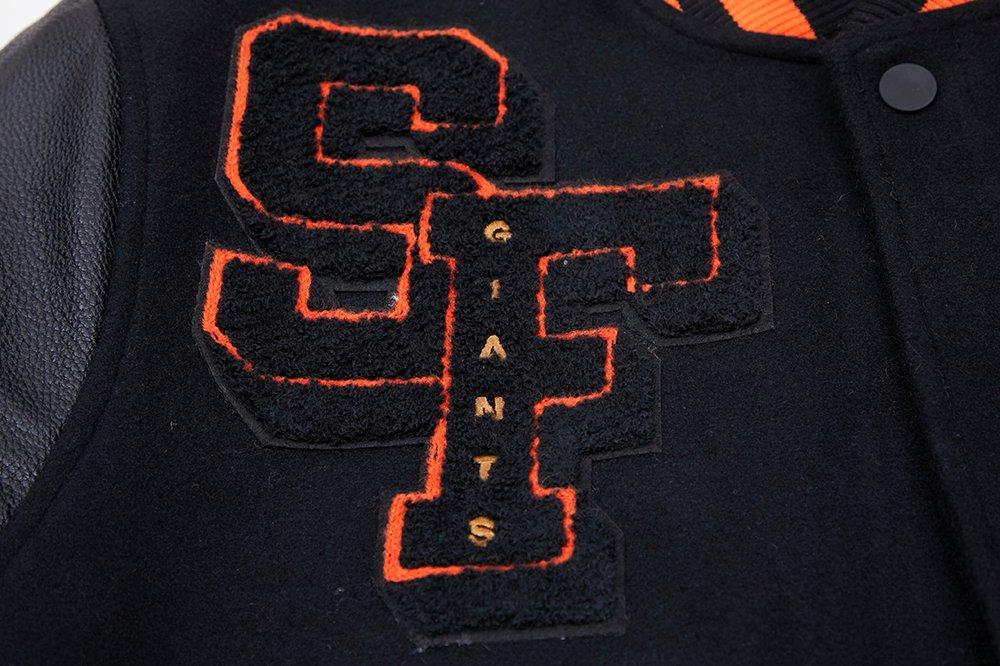 Pro Standard Men's MLB San Francisco Giants Mashup Rib Wool Varsity Jacket - Black/Orange - BLACK/ORANGE Thumbnail View 8