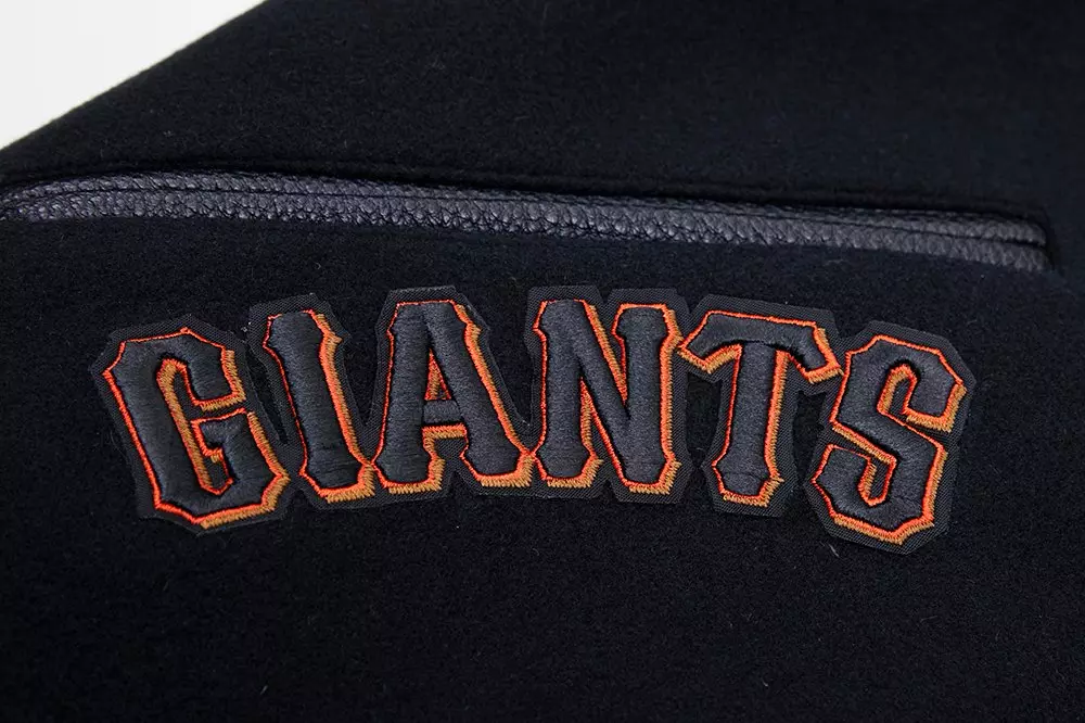 Pro Standard Men's MLB San Francisco Giants Mashup Rib Wool Varsity Jacket - Black/Orange - BLACK/ORANGE