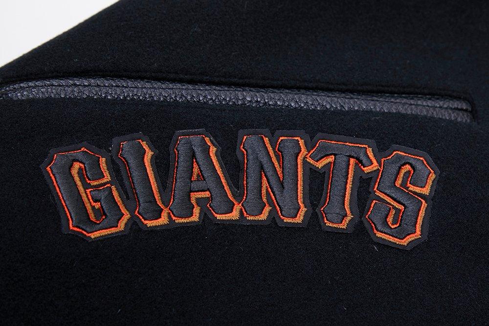 Pro Standard Men's MLB San Francisco Giants Mashup Rib Wool Varsity Jacket -Black/Orange - BLACK/ORANGE Thumbnail View 9