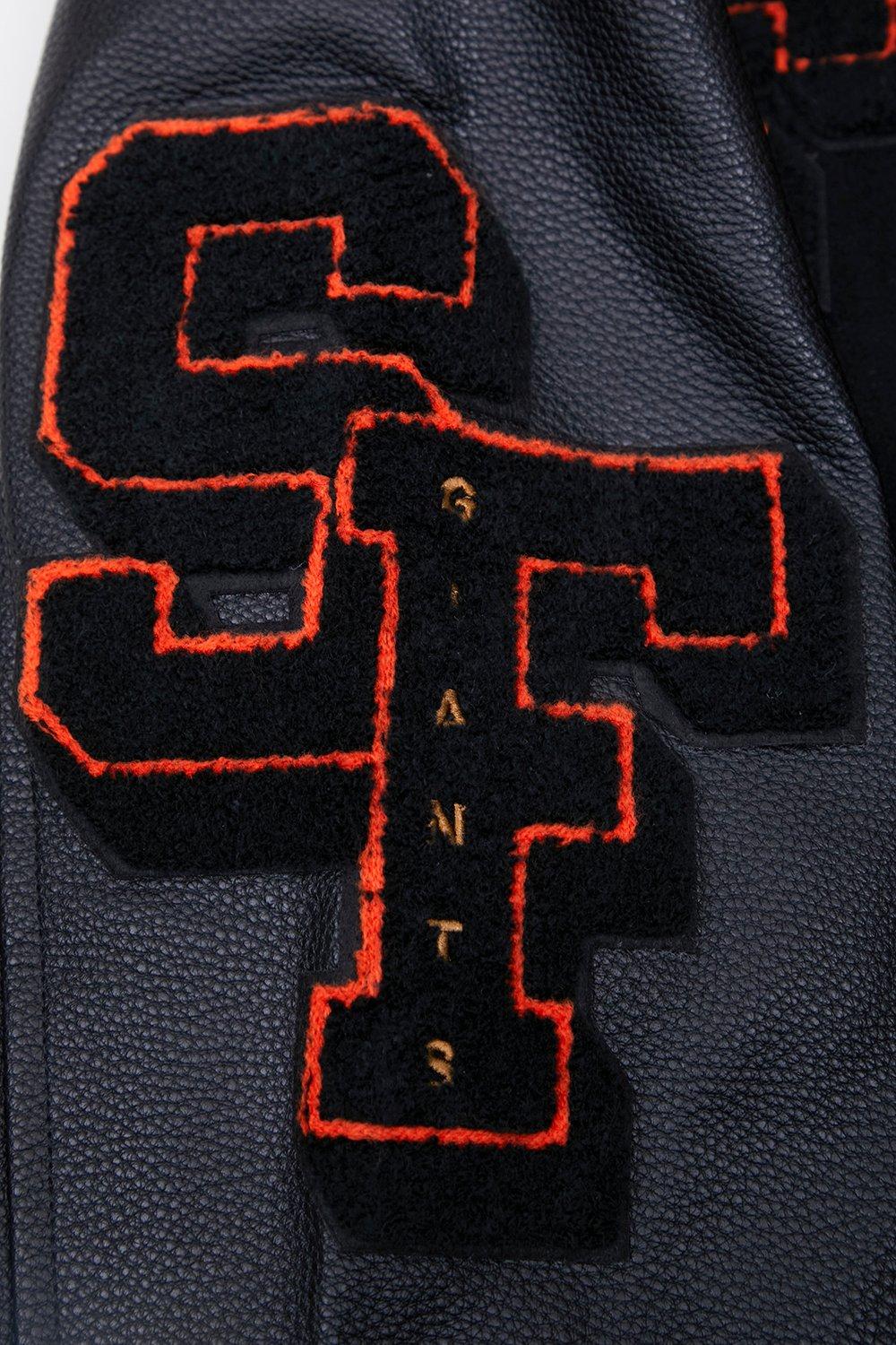 Pro Standard Men's MLB San Francisco Giants Mashup Rib Wool Varsity Jacket -Black/Orange - BLACK/ORANGE Thumbnail View 10
