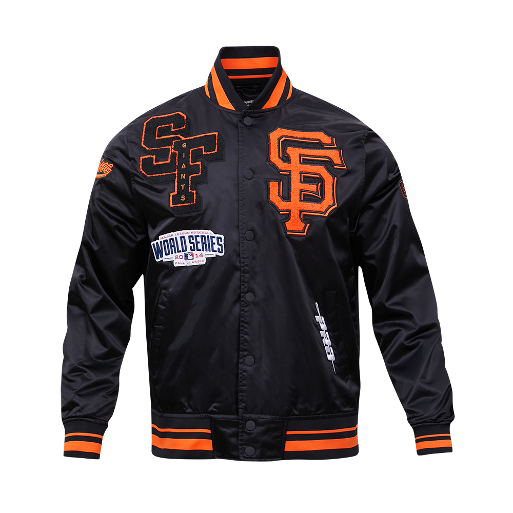 Pro Standard Men's MLB San Francisco Giants Mashup Rib Satin Jacket -Black/Orange - BLACK/ORANGE Thumbnail View 1