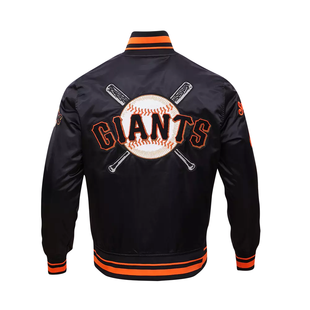 Pro Standard Men's MLB San Francisco Giants Mashup Rib Satin Jacket - Black/Orange - BLACK/ORANGE