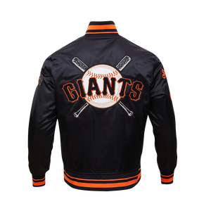 Pro Standard Men's MLB San Francisco Giants Mashup Rib Satin Jacket -Black/Orange