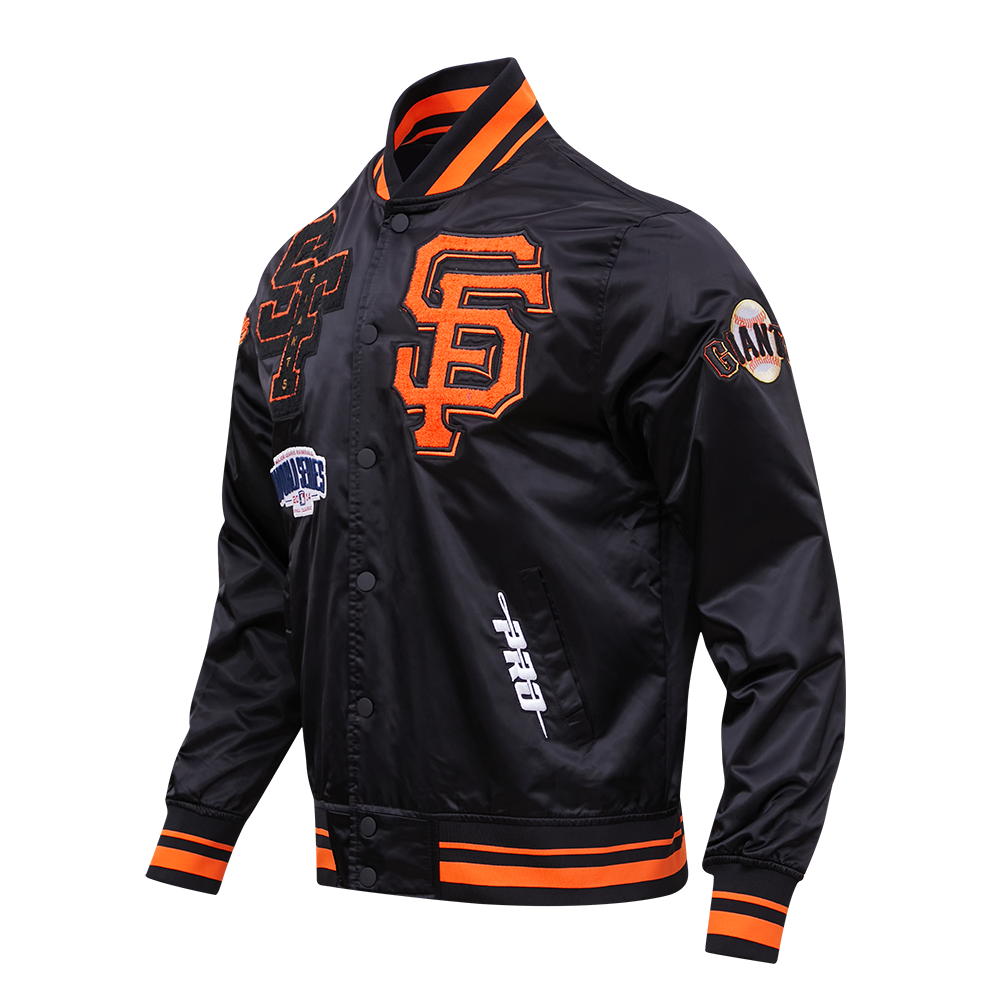 Pro Standard Men's MLB San Francisco Giants Mashup Rib Satin Jacket - Black/Orange - BLACK/ORANGE Thumbnail View 3