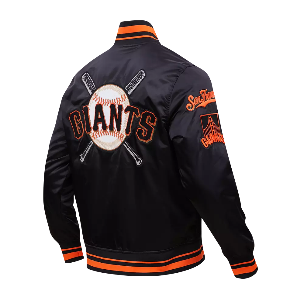 Pro Standard Men's MLB San Francisco Giants Mashup Rib Satin Jacket - Black/Orange - BLACK/ORANGE