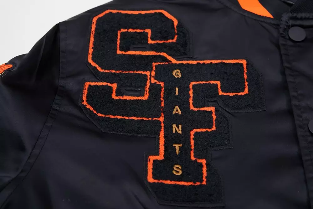 Pro Standard Men's MLB San Francisco Giants Mashup Rib Satin Jacket - Black/Orange - BLACK/ORANGE