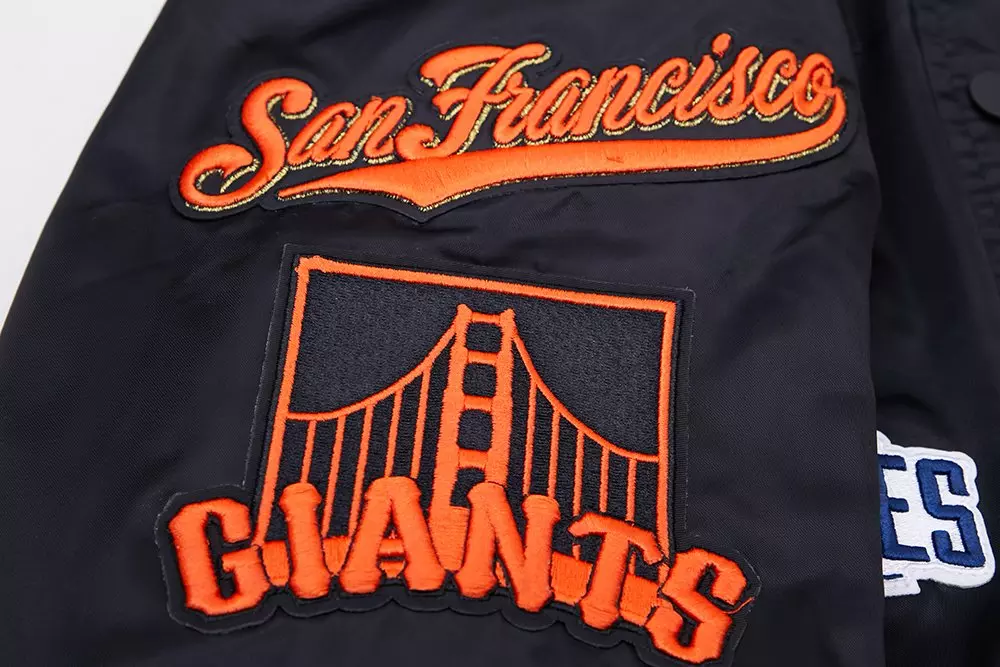 Pro Standard Men's MLB San Francisco Giants Mashup Rib Satin Jacket -Black/Orange - BLACK/ORANGE