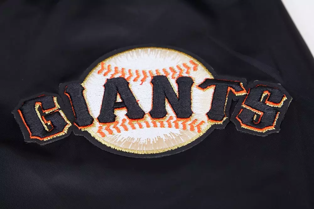 Pro Standard Men's MLB San Francisco Giants Mashup Rib Satin Jacket - Black/Orange - BLACK/ORANGE