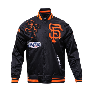 Pro Standard Men's MLB San Francisco Giants Mashup Rib Satin Jacket -Black/Orange