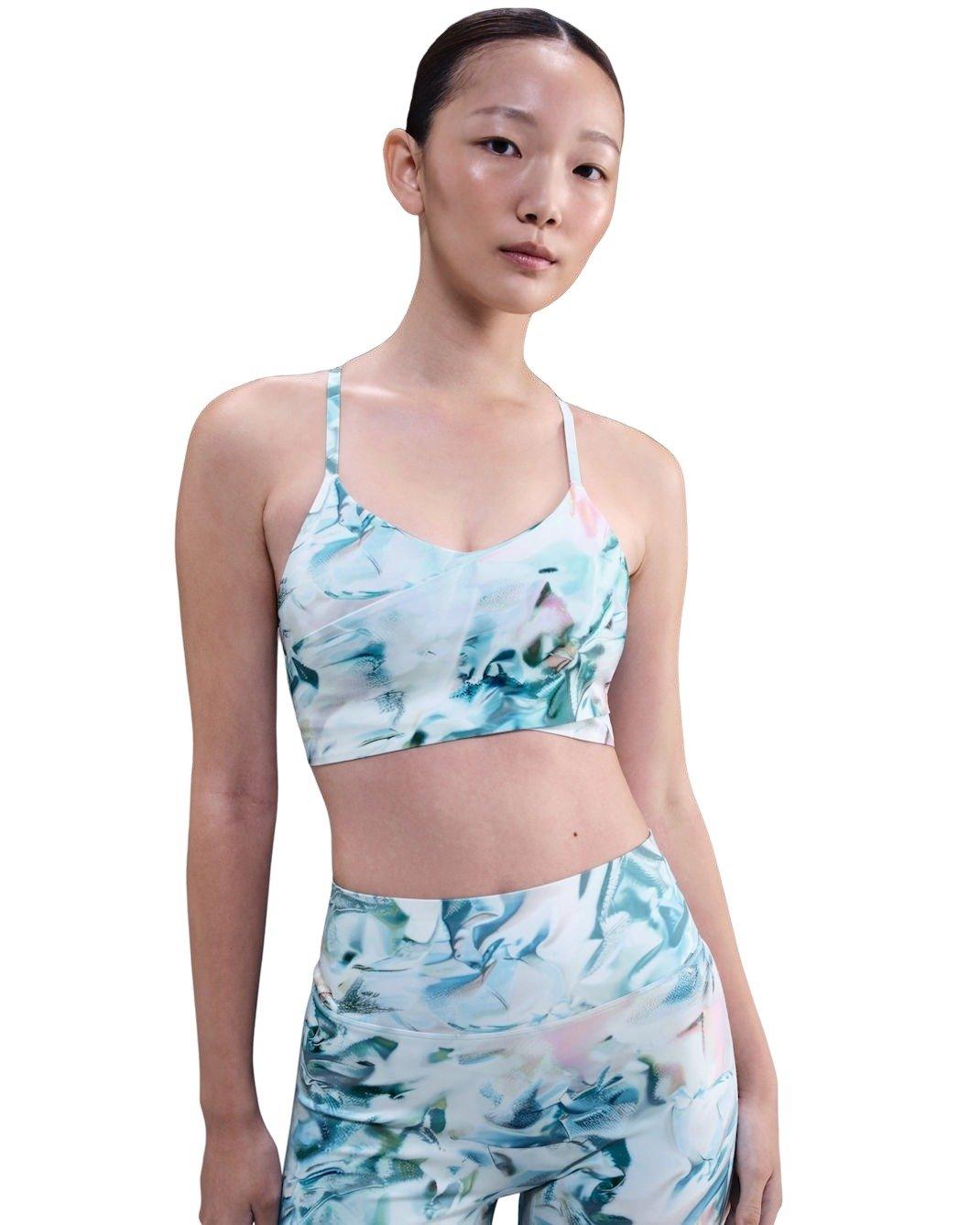 Nike Women's Indy Artist Collection Light-Support Padded Wrap Sports Bra - Blue - BLUE Thumbnail View 1