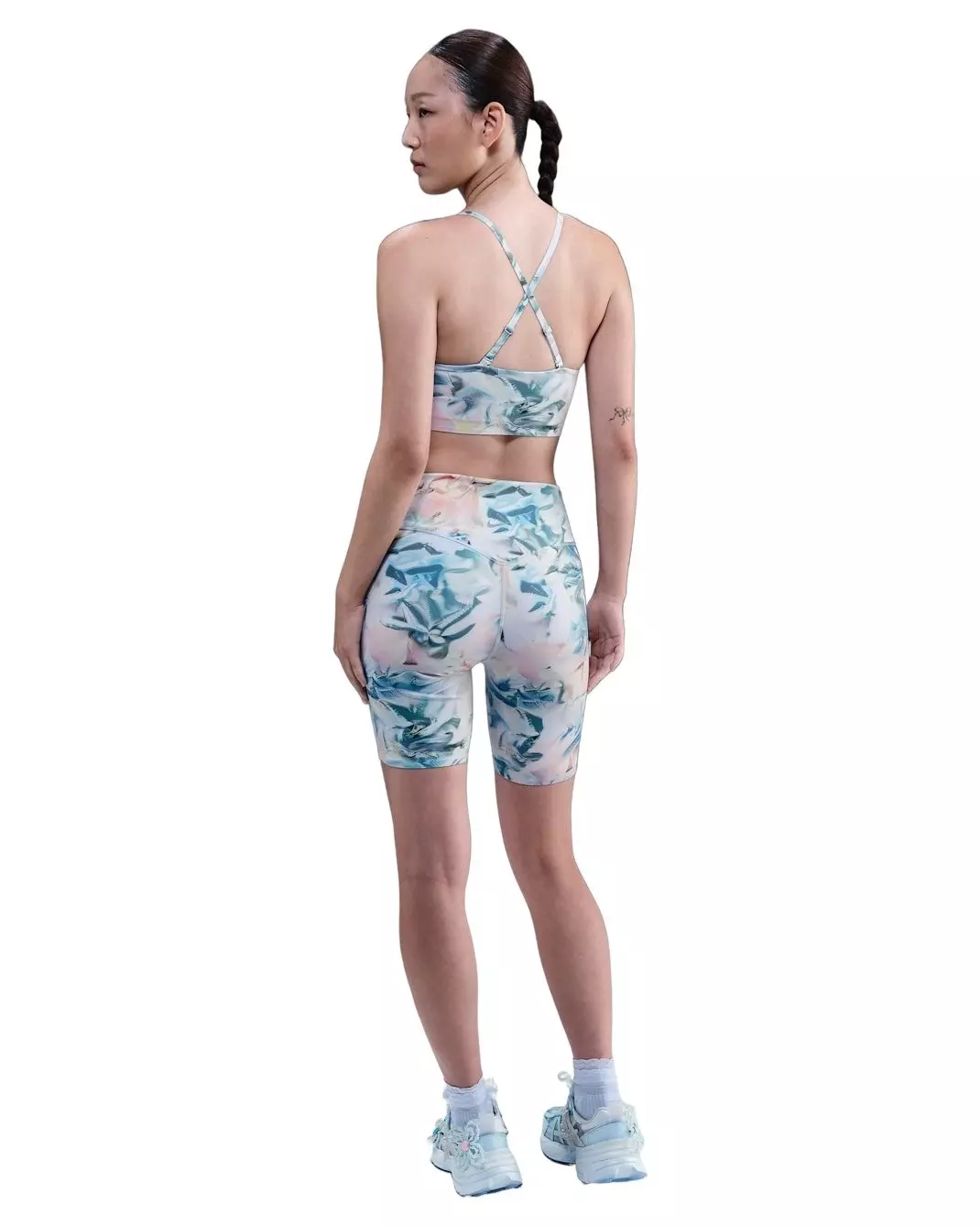 Nike Women's Indy Artist Collection Light-Support Padded Wrap Sports Bra -Blue - BLUE