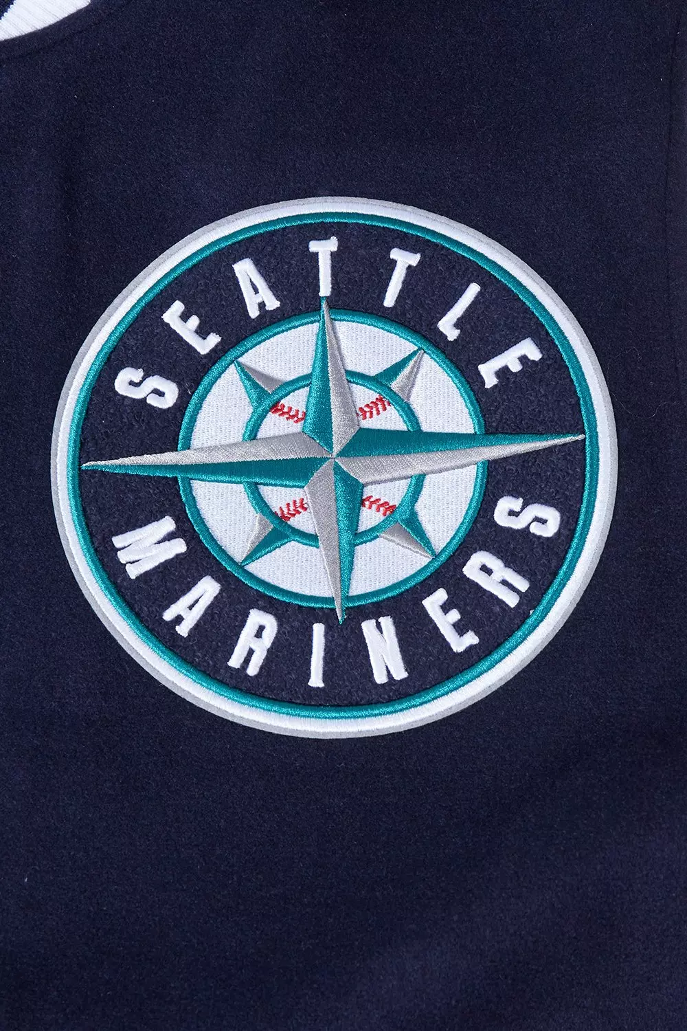 Pro Standard Men's MLB Seattle Mariners Mashup Rib Wool Varsity Jacket - Navy/White - NAVY/WHITE