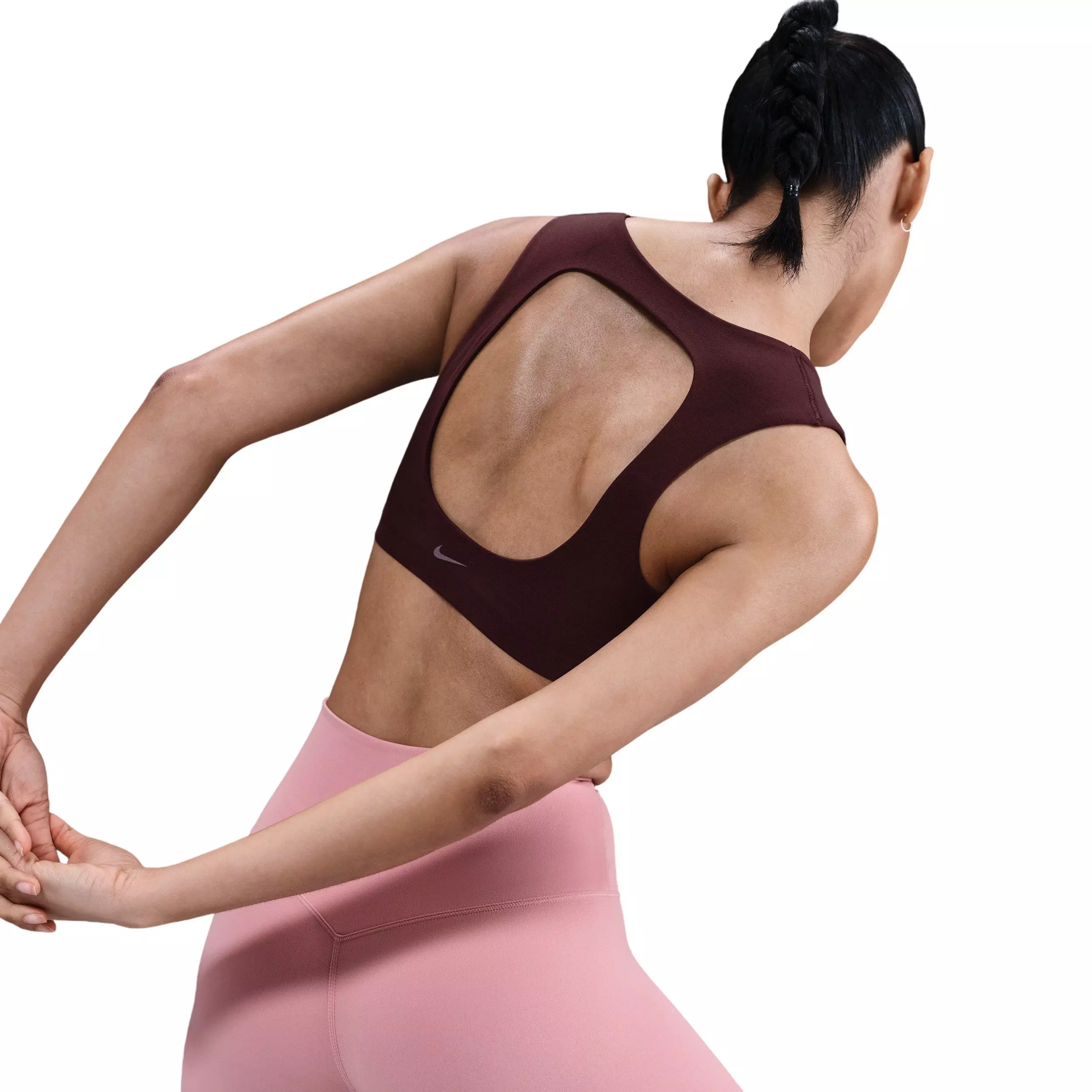 Nike Women's Zenvy Light-Support Lightly Lined Sports Bra -Burgundy - BURGUNDY