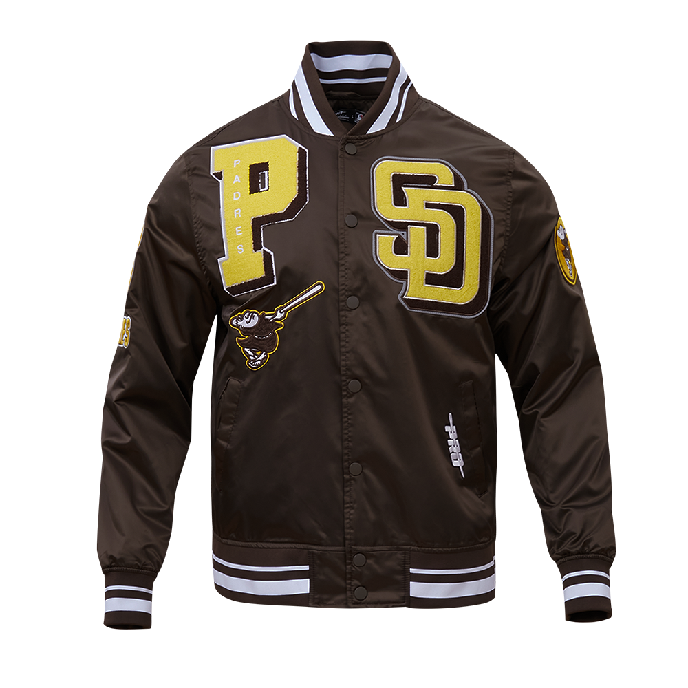 Pro Standard Men's MLB San Diego Padres Mashup Rib Satin Jacket -Brown - BROWN Thumbnail View 1