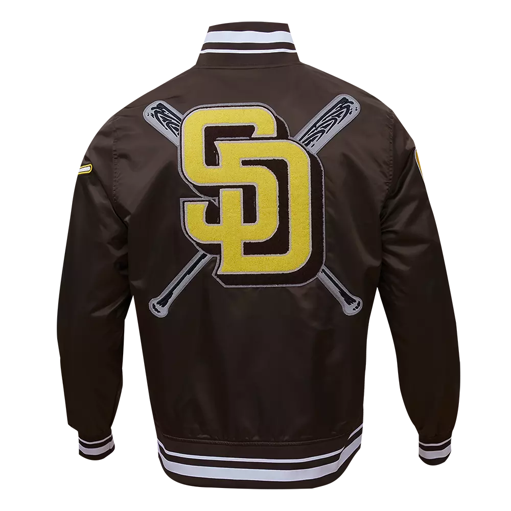 Pro Standard Men's MLB San Diego Padres Mashup Rib Satin Jacket -Brown - BROWN