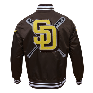 Pro Standard Men's MLB San Diego Padres Mashup Rib Satin Jacket -Brown