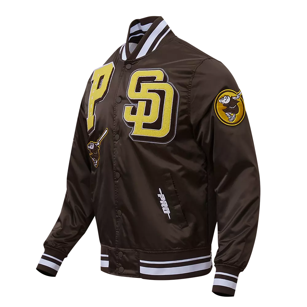 Pro Standard Men's MLB San Diego Padres Mashup Rib Satin Jacket - Brown - BROWN