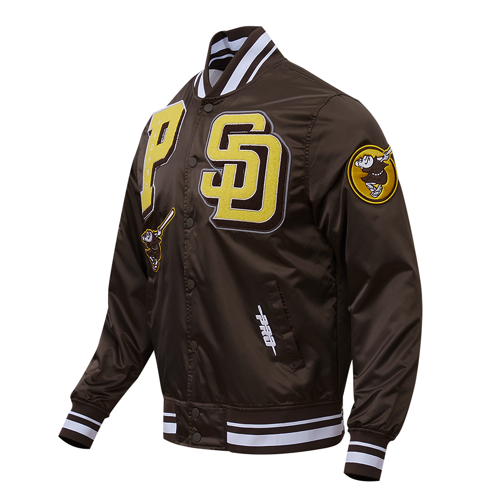 Pro Standard Men's MLB San Diego Padres Mashup Rib Satin Jacket -Brown - BROWN Thumbnail View 3