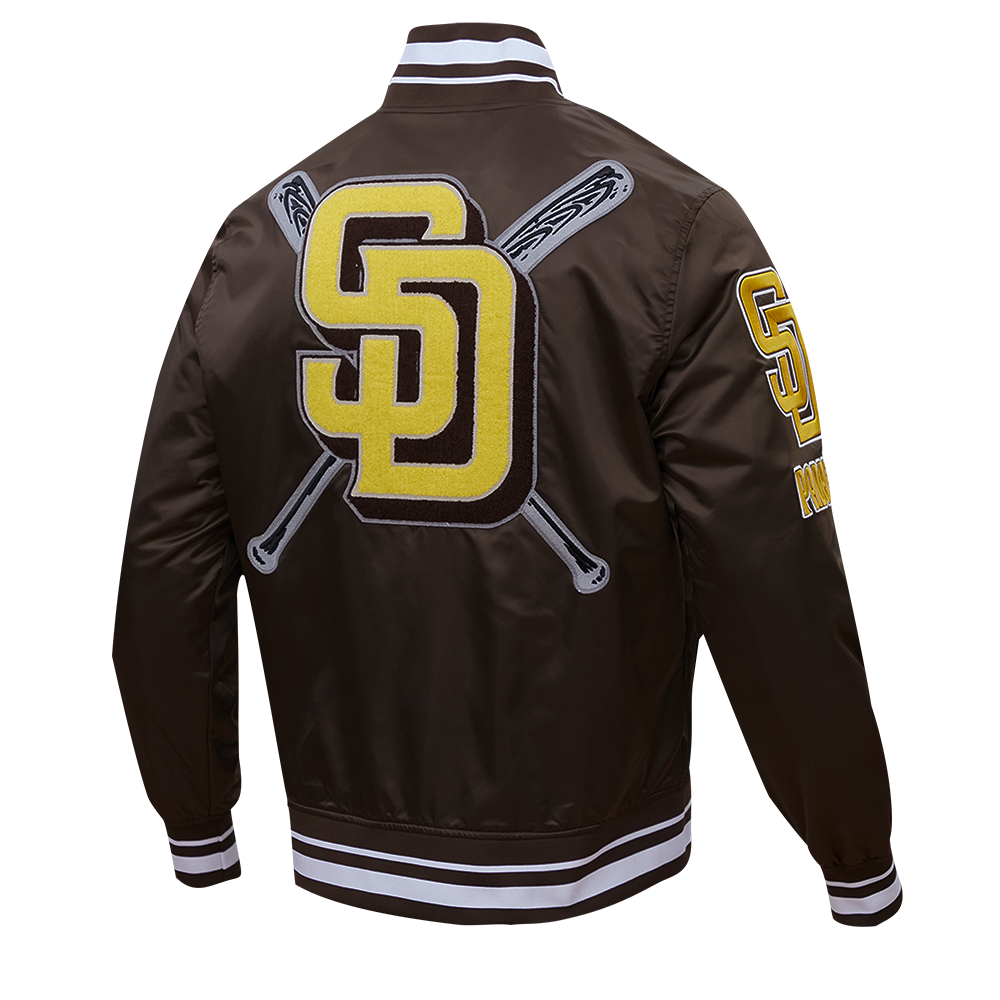 Pro Standard Men's MLB San Diego Padres Mashup Rib Satin Jacket - Brown - BROWN Thumbnail View 4