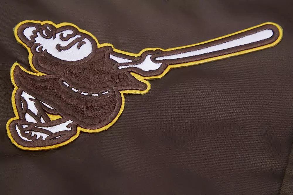 Pro Standard Men's MLB San Diego Padres Mashup Rib Satin Jacket -Brown - BROWN