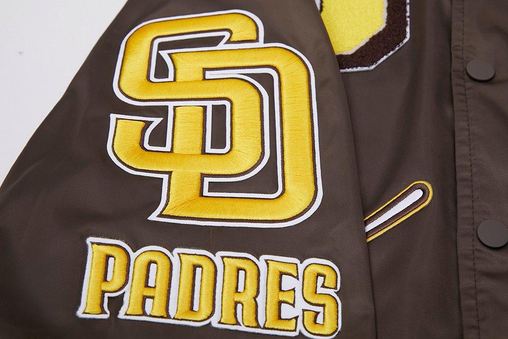 Pro Standard Men's MLB San Diego Padres Mashup Rib Satin Jacket -Brown - BROWN Thumbnail View 8