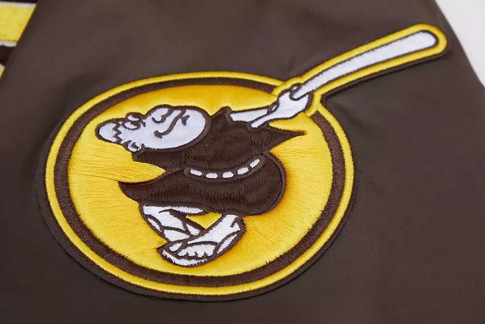 Pro Standard Men's MLB San Diego Padres Mashup Rib Satin Jacket - Brown - BROWN